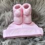 Personalised Embroidered Baby Pink Newborn Hat, thumbnail 3 of 8