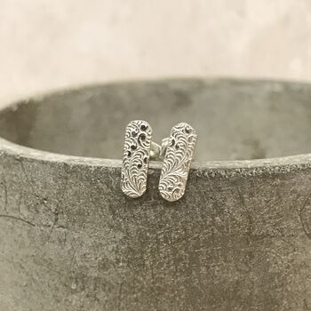 Sterling Silver Textured Capsule Studs, 2 of 4