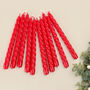 G Decor Pack Of 10 Or 20 Red Twisted Dinner Candles, thumbnail 2 of 5