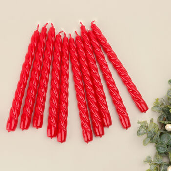 G Decor Pack Of 10 Or 20 Red Twisted Dinner Candles, 2 of 5
