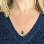 'The Rectangle' Emerald Necklace, 18ct Gold Plated, thumbnail 6 of 9