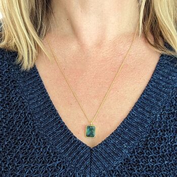 'The Rectangle' Emerald Necklace, 18ct Gold Plated, 6 of 9