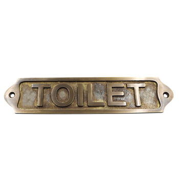 Custom Toilet Sign Brass Plaque With Vintage Finish, 5 of 12