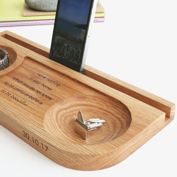 Watch, Tablet, Phone And Cufflinks Oak Stand, 5 of 5