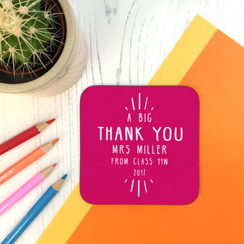 Personalised 'Big Thank You' Teacher Coaster, 3 of 12