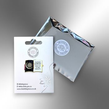 A Little Progress Book Moon Stars Galaxy Affirmation Enamel Lapel Pin Badge, 5 of 9