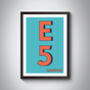 E5 Leyton London Typography Postcode Print, thumbnail 3 of 10