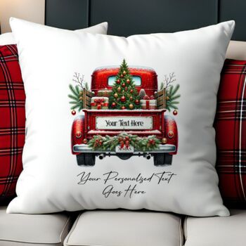 Personalised Christmas Vintage Truck Cushion – Choose Colour And Add Wording, 9 of 9