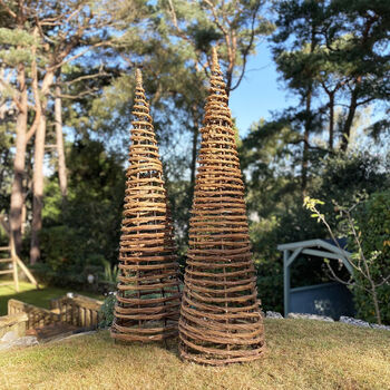 Set Of Two Willow Twist Spiral Garden Obelisks, 6 of 6