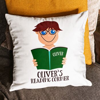 Personalised Boy's Face Cushion Gift For Book Lovers, 4 of 11