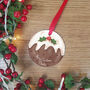 Christmas Pudding Ceramic Tree Decoration, thumbnail 2 of 5