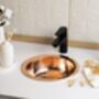 Round Hammered Solid Copper Kitchen And Bathroom Sink – Drop In Or Undermount Model, thumbnail 3 of 5