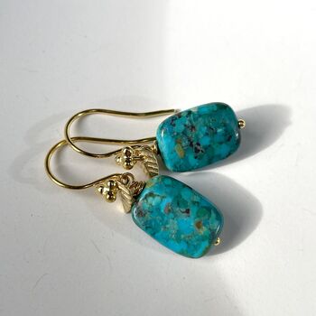 Chinese Turquoise And Gold Leaf Earrings, 4 of 7