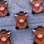 Cowboy Highland Cow With Rodeo Enamel Pin, thumbnail 1 of 5