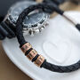 Personalised Braided Leather Bracelet With Engraved Rings – Christmas Gifts For Men, thumbnail 2 of 9