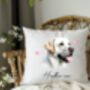 Personalised White Labrador Hearts Cushion Cover Gift, thumbnail 1 of 2