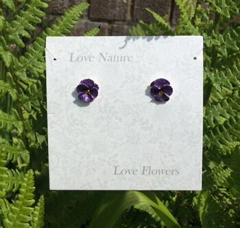 Pansy Purple Flower Purple Stud Earrings, 3 of 4