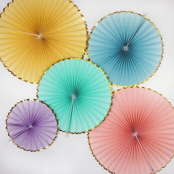 Pastel And Gold Foil Fan Decorations, 3 of 8