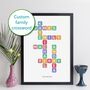 Personalised Crossword Of Family Names Print Gift, thumbnail 1 of 7