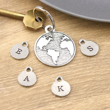 World To Me World Map Ds Round Pewter Keyring, 6 of 6