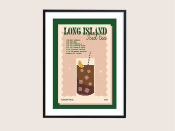 Retro Long Island Iced Tea Cocktail Print, 4 of 4