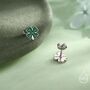 Sterling Silver Four Leaf Clover Enamel Stud Earrings, thumbnail 4 of 12