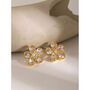 Monaco D’or Vintage Gold Centi Flower Crystal Stud Earrings, thumbnail 2 of 4