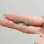 Sterling Silver Emerald Green Baguette Cz Stud Earrings, thumbnail 6 of 11