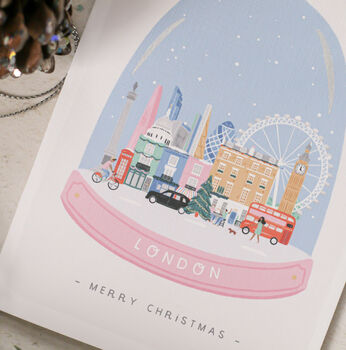 Set Of Three City Snow Globe Christmas Cards, 7 of 7