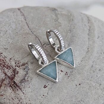 The Triangle Aquamarine Sterling Silver Earrings, 4 of 6