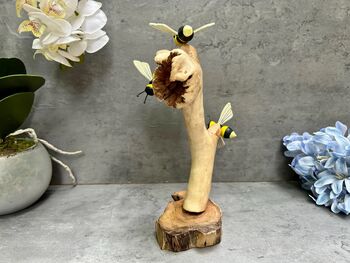 Hand Painted Bumblebee Ornament Wooden Bee Decor Gift, 3 of 8