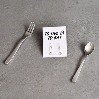 Fork And Spoon Sterling Silver Drop Earrings, 2 of 5
