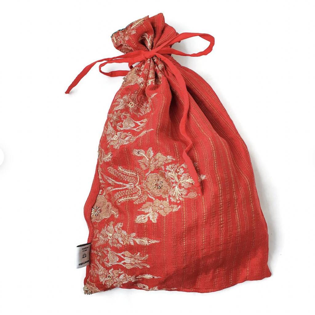 Large Sari Gift Bag With Drawstring, Reusable Pouch, 1 of 9