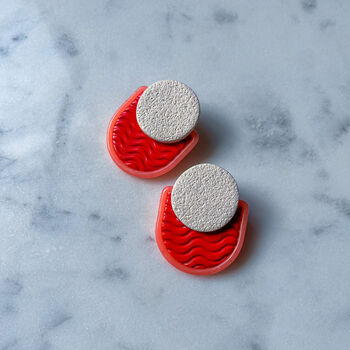 Ripple Large Studs | Polymer Clay Statement Earrings, 3 of 8