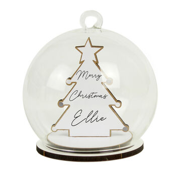 Personalised Wooden Christmas Tree Glass Bauble, 5 of 5