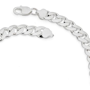 Sterling Silver Curb Chain 9mm Necklace 22 Inch, 3 of 4