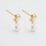 Triple Freshwater Pearl 18k Gold Plated Stud Earrings, thumbnail 2 of 3