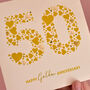 Personalised Love Hearts Gold 50th Anniversary Card, thumbnail 6 of 9