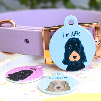 Cocker Spaniel Personalised Illustrated Dog ID Name Tag, 10 of 12