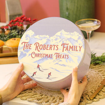 Personalised Skiing Cake Tin Gift For The Home, 5 of 6
