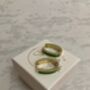 Gold Plated Green Colour Block Hoop Earrings, thumbnail 2 of 3