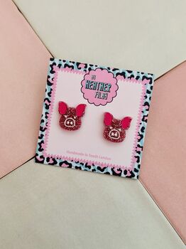 Pig Studs / Farm Animal Jewellery / Cute Resin Animal Studs, 3 of 5