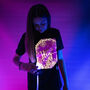 Childrens Interactive Glow T Shirt In Black / Pink Glow, thumbnail 4 of 7
