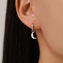 Sterling Silver Crescent Moon Face Hoop Earrings, thumbnail 1 of 12