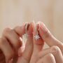 Sterling Silver Cz Starburst Huggie Hoop Earrings, thumbnail 8 of 12