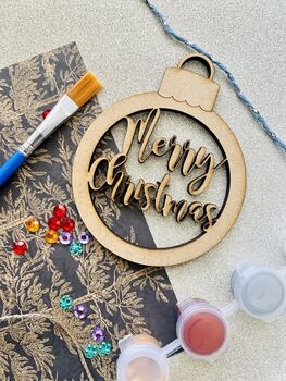 'Merry Christmas' Bauble Make Your Own Card Craft Kit, 3 of 3