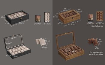 Wooden Watch Box With Twelve Slots And Glass Display Lid, 2 of 8