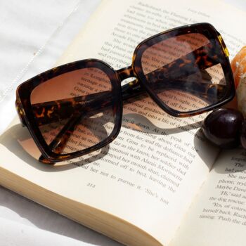 Tortoise Shell Square Designer Monogram Sunglasses, 2 of 3