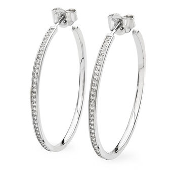 Sterling Silver Designer Skinny Drip Large Hoops, 2 of 4