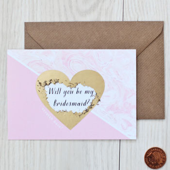 Marble 'Will You Be My Bridesmaid' Scratch Card, 2 of 2